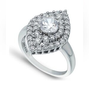MACY’S Silver Plated Cubic Zirconia Kite Halo Ring